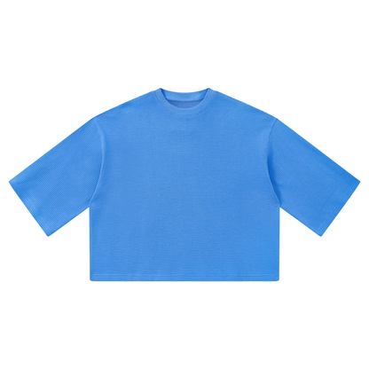 Unisex Waffle Boxy T-Shirt in colourful blue