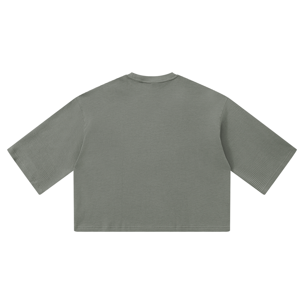 Unisex Waffle Boxy T-Shirt in gray, alternate angle