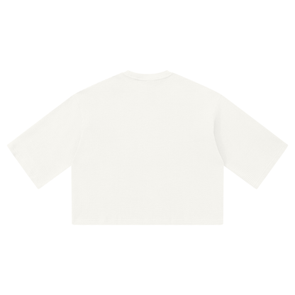 Unisex Waffle Boxy T-Shirt in white, alternate angle
