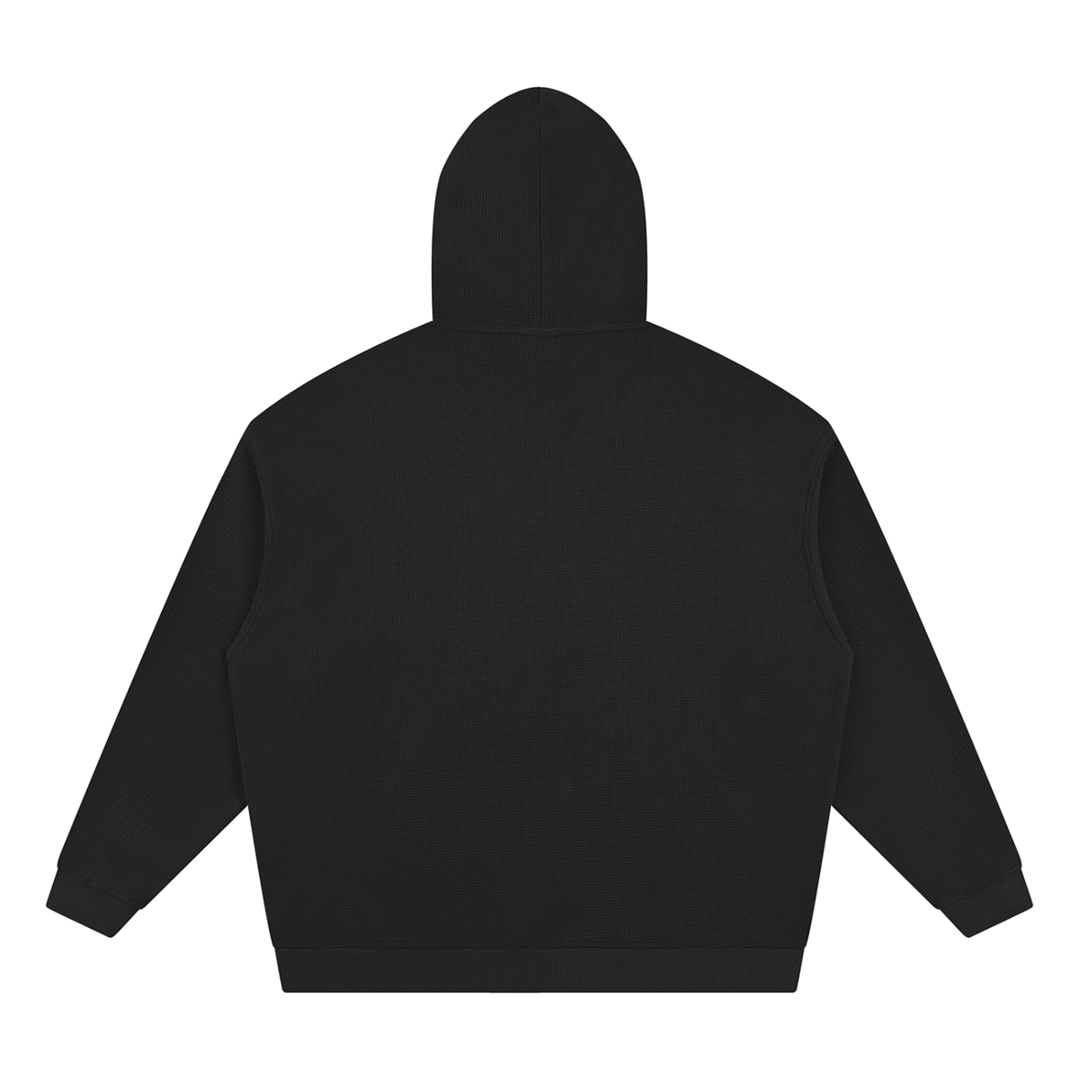 Unisex Waffle Hoodie in black, alternate angle