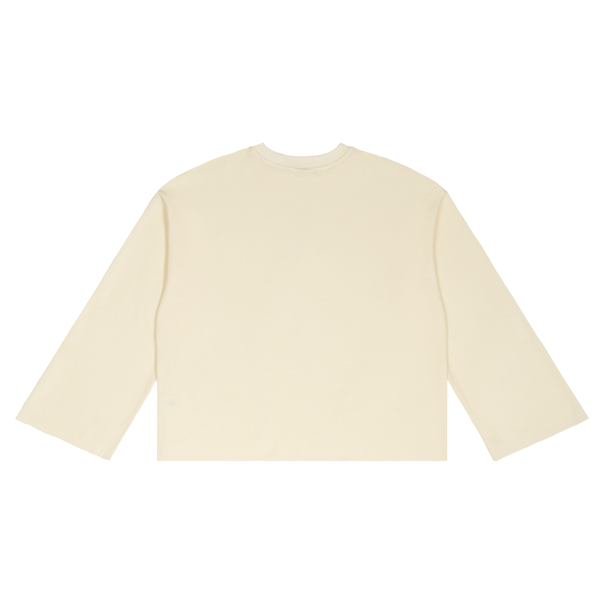 Unisex Waffle Raw Edge Long Sleeve T-Shirt in apricot, alternate angle