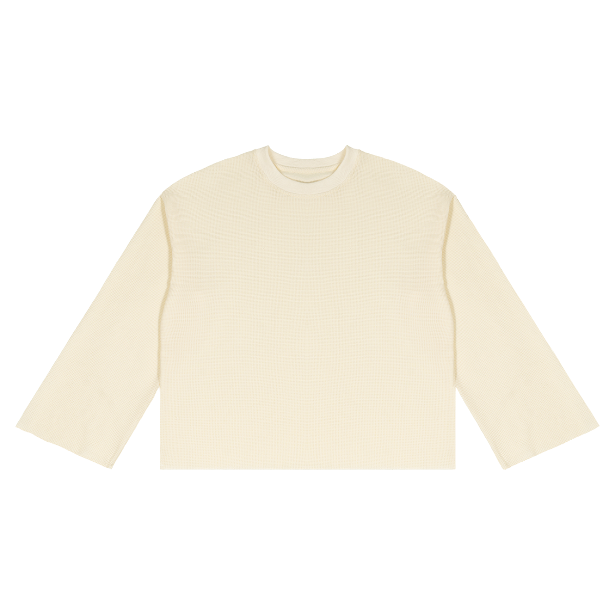 Unisex Waffle Raw Edge Long Sleeve T-Shirt in apricot