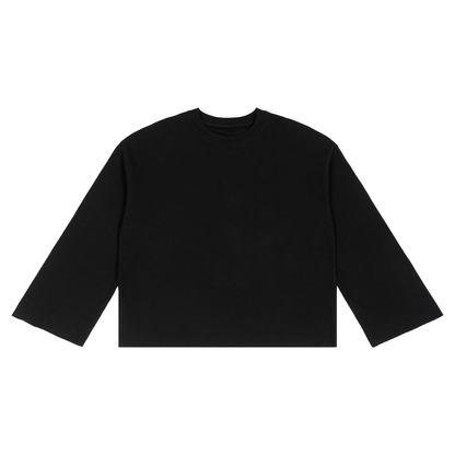 Unisex Waffle Raw Edge Long Sleeve T-Shirt in black
