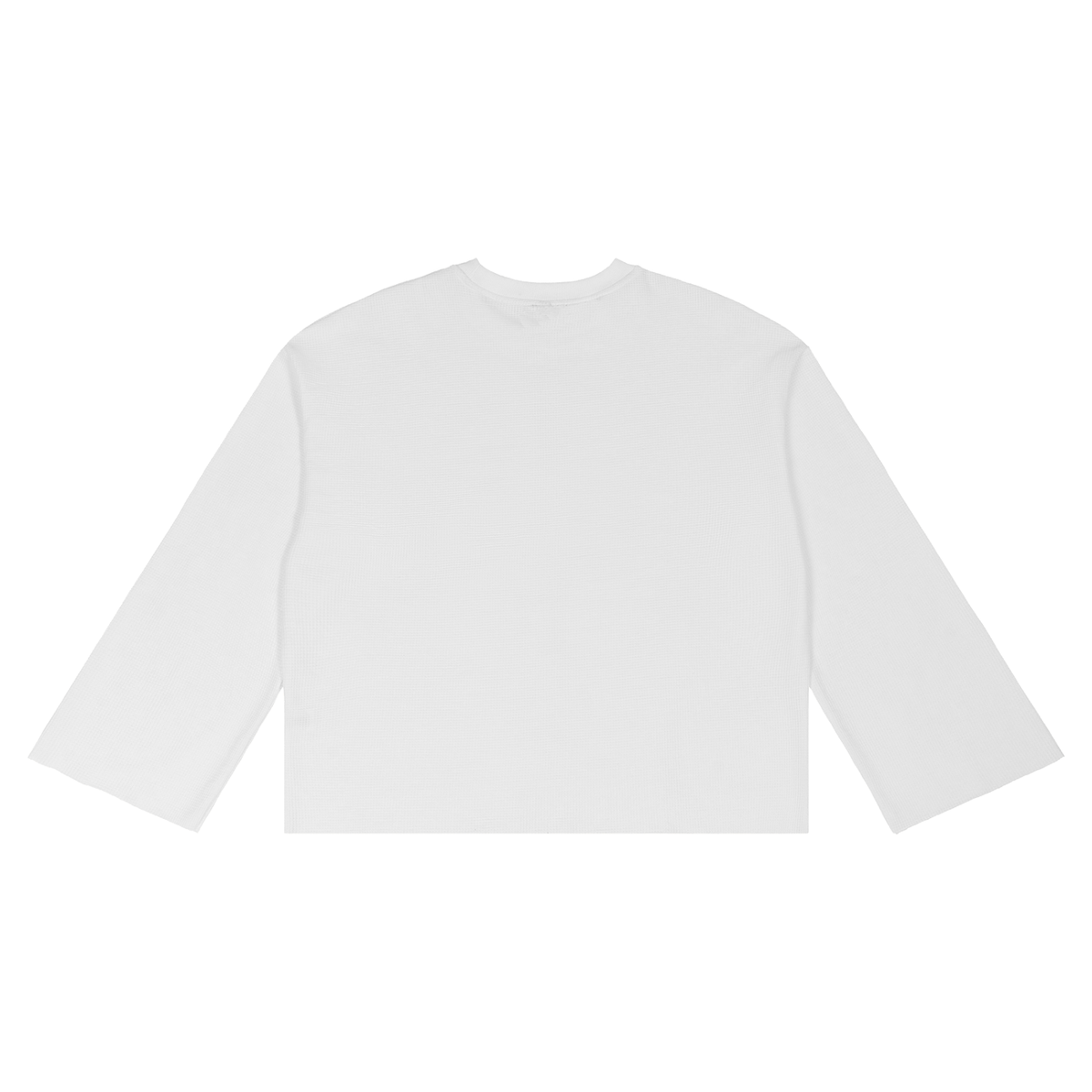 Unisex Waffle Raw Edge Long Sleeve T-Shirt in white, alternate angle