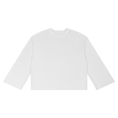 Unisex Waffle Raw Edge Long Sleeve T-Shirt in white