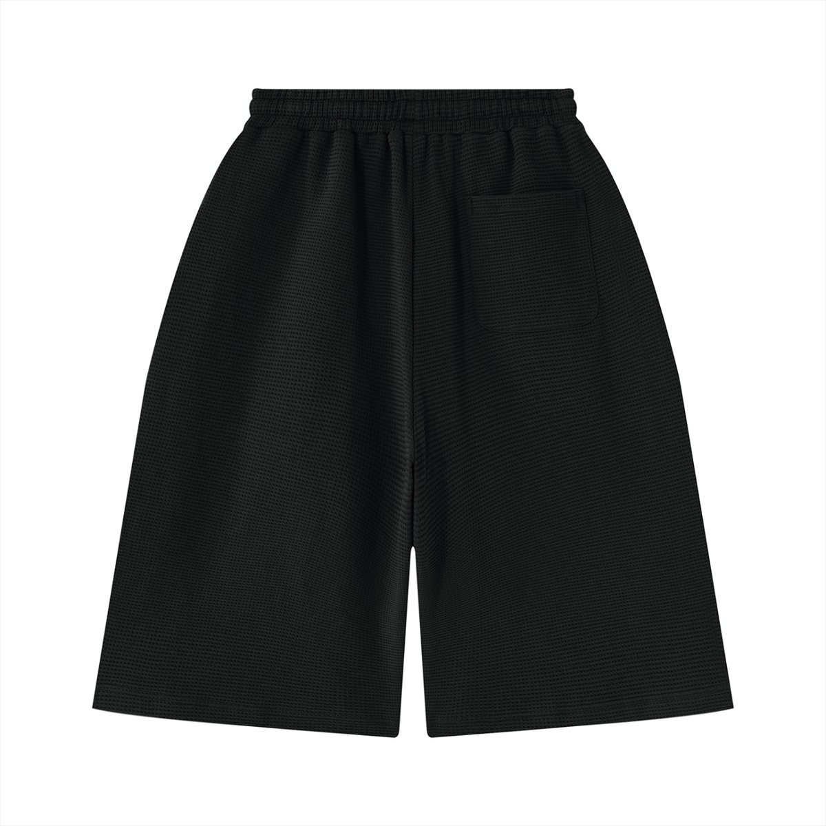 Unisex Waffle Shorts in black, alternate angle