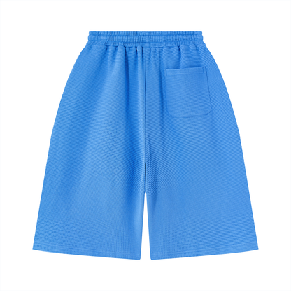 Unisex Waffle Shorts in colourful blue, alternate angle
