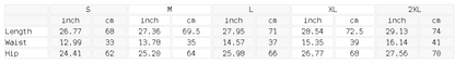 Size chart for the Unisex Waffle Shorts