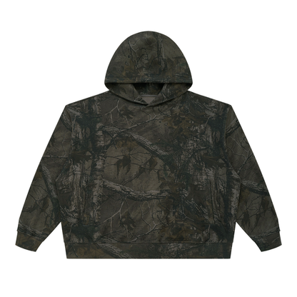 Unisex Waffle Tree Camo Boxy Hoodie in gray tree camo
