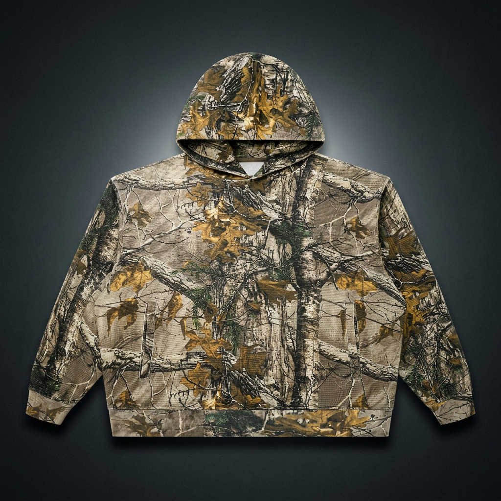 Unisex Waffle Tree Camo Boxy Hoodie, view 1