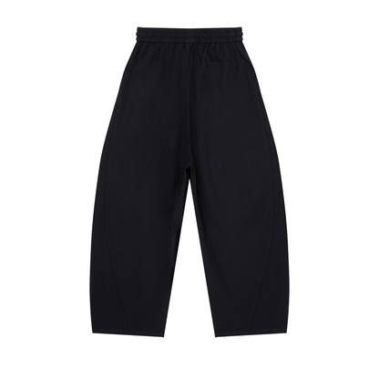 Unisex Wide Leg Drawstring Pants in black, alternate angle