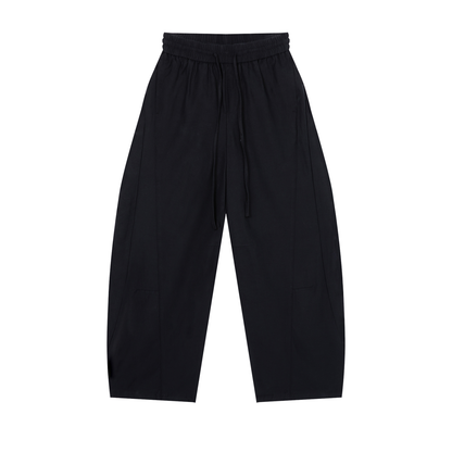 Unisex Wide Leg Drawstring Pants in black