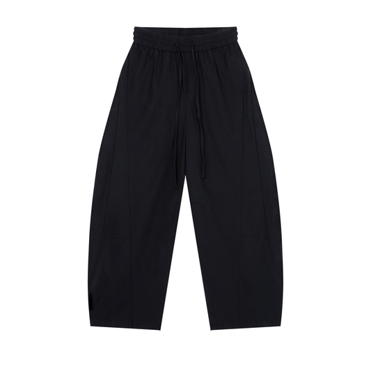 Unisex Wide Leg Drawstring Pants in black