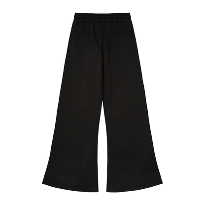 Unisex Wide Leg Drawstring Sweatpants in black, alternate angle