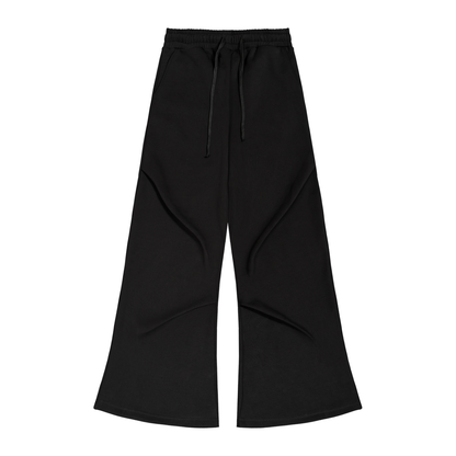 Unisex Wide Leg Drawstring Sweatpants in black