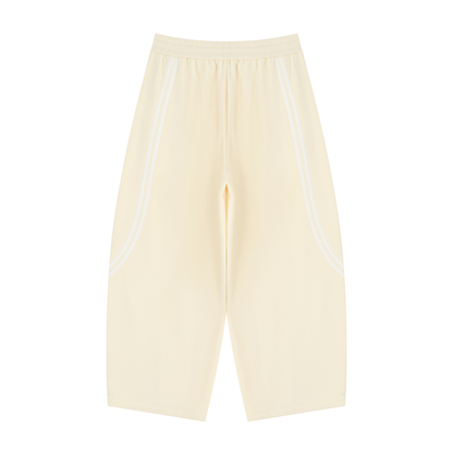 Unisex Wide Leg Piping Sweatpants in apricot, alternate angle