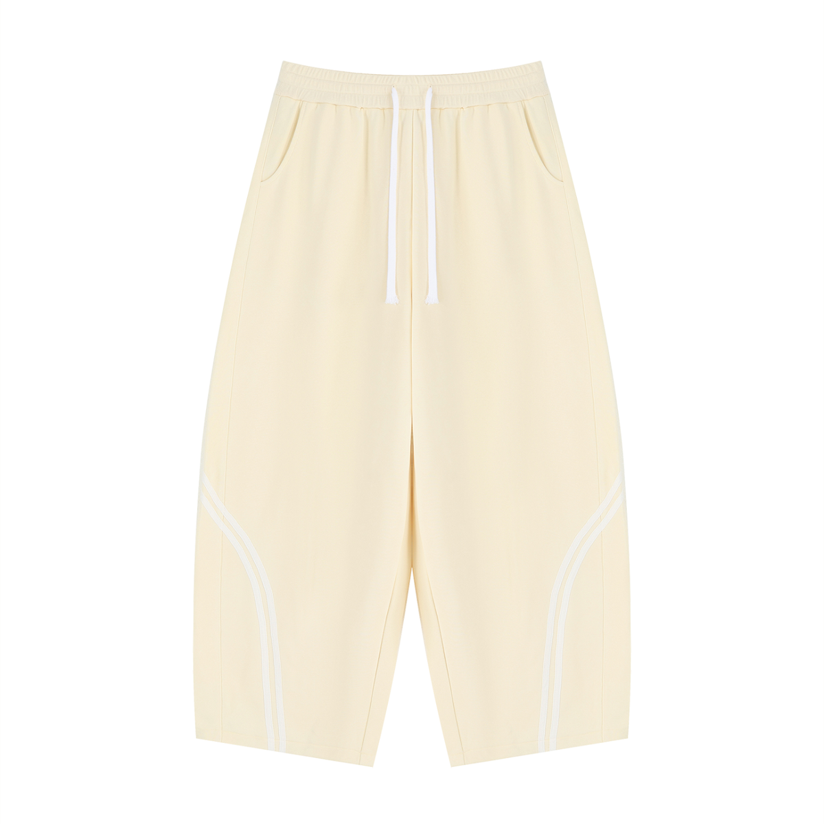 Unisex Wide Leg Piping Sweatpants in apricot