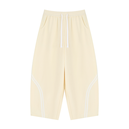 Unisex Wide Leg Piping Sweatpants in apricot