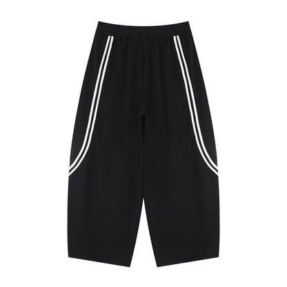 Unisex Wide Leg Piping Sweatpants in black, alternate angle