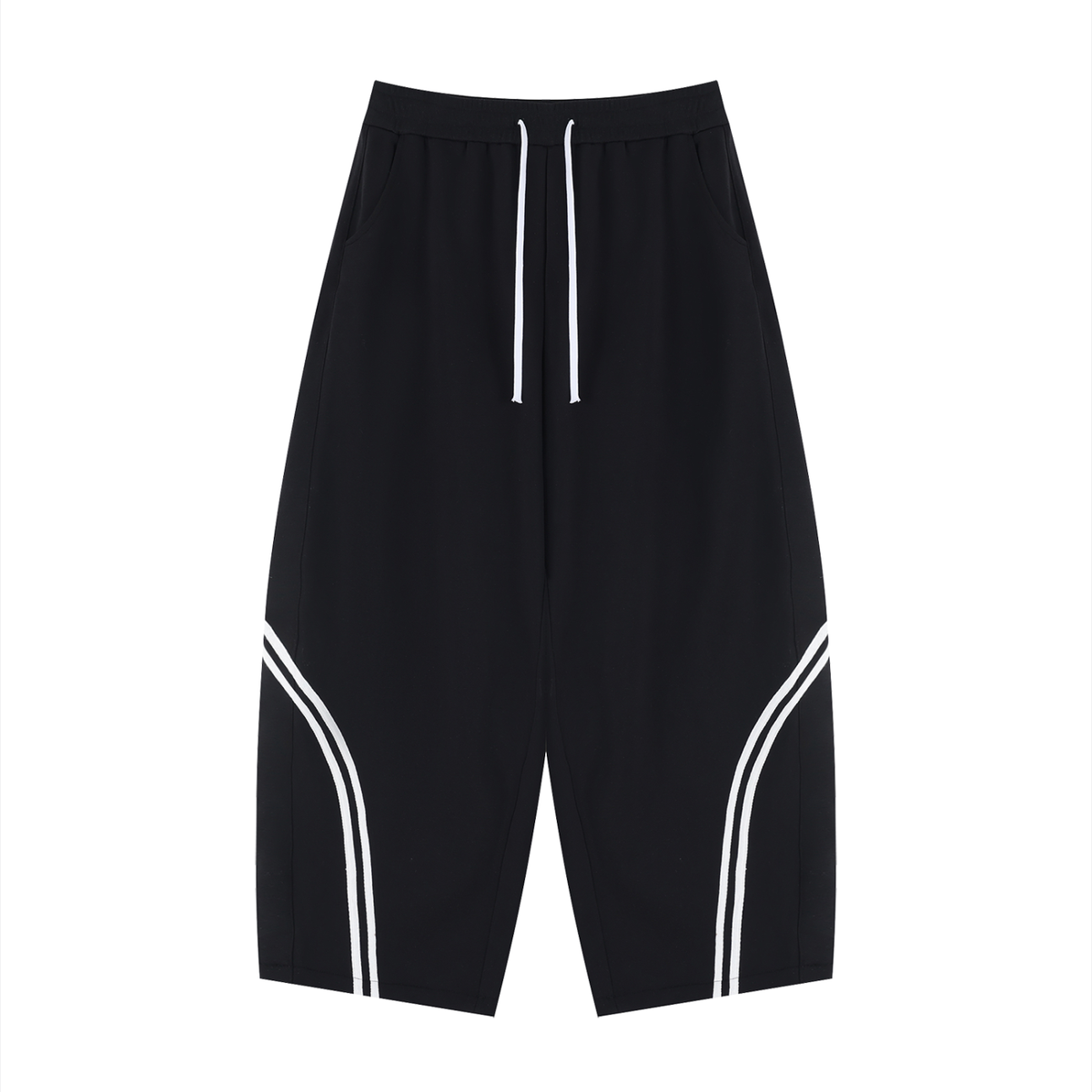 Unisex Wide Leg Piping Sweatpants in black