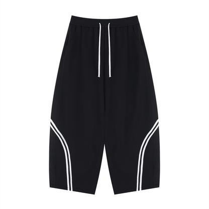 Unisex Wide Leg Piping Sweatpants in black