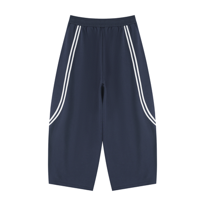 Unisex Wide Leg Piping Sweatpants in navy blue, alternate angle