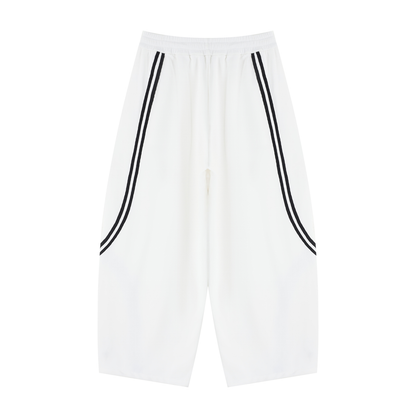 Unisex Wide Leg Piping Sweatpants in white, alternate angle