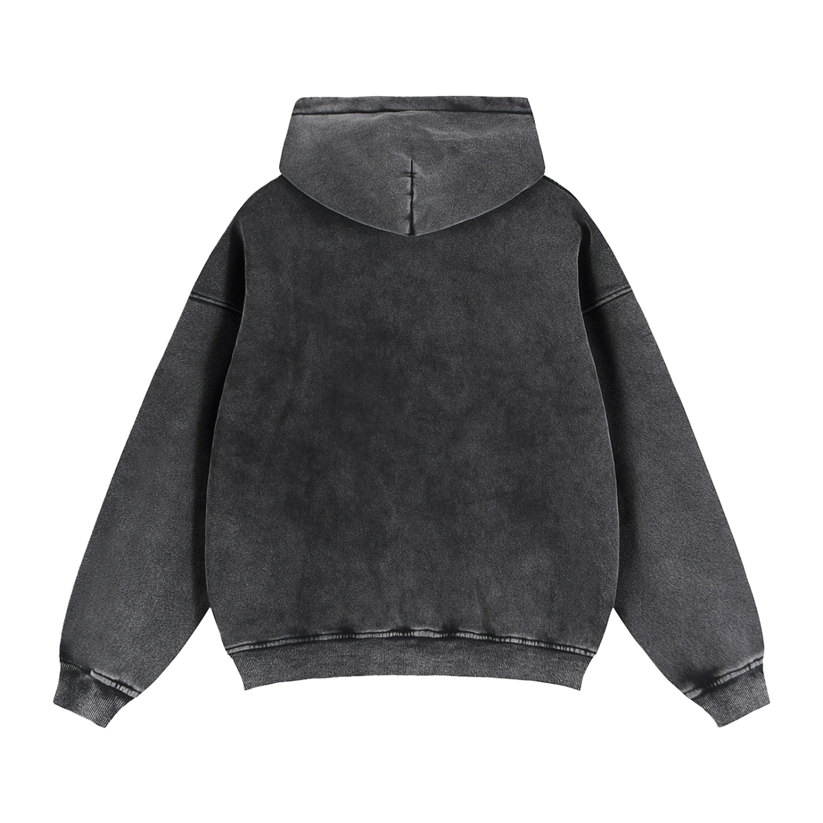 Unisex Zip-Through Boxy Fleece Hoodie in black, alternate angle
