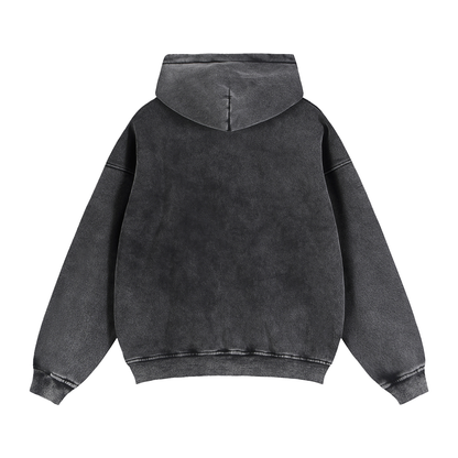 Unisex Zip-Through Boxy Fleece Hoodie in black, alternate angle