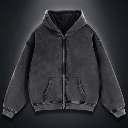 Unisex Zip-Through Boxy Fleece Hoodie