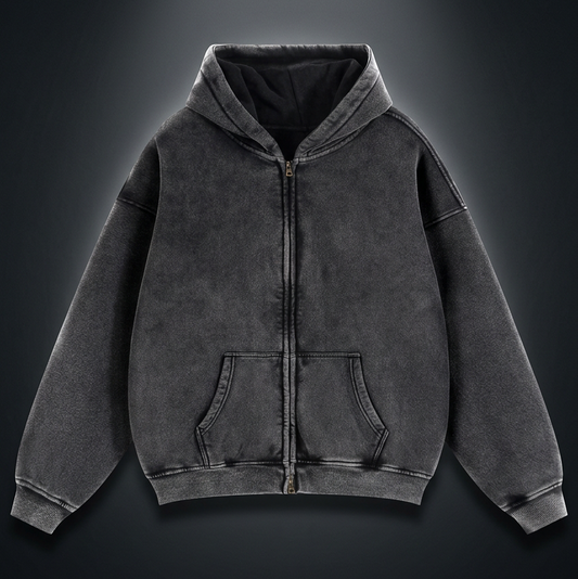 Unisex Zip-Through Boxy Fleece Hoodie