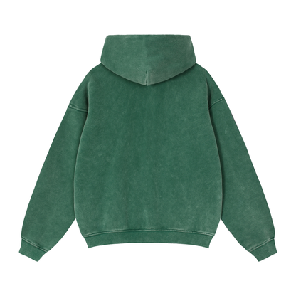Unisex Zip-Through Boxy Fleece Hoodie in dark green, alternate angle