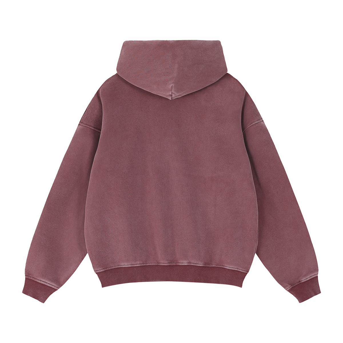 Unisex Zip-Through Boxy Fleece Hoodie in jujube red, alternate angle