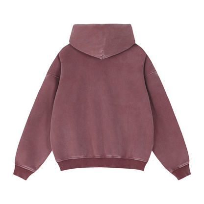 Unisex Zip-Through Boxy Fleece Hoodie in jujube red, alternate angle