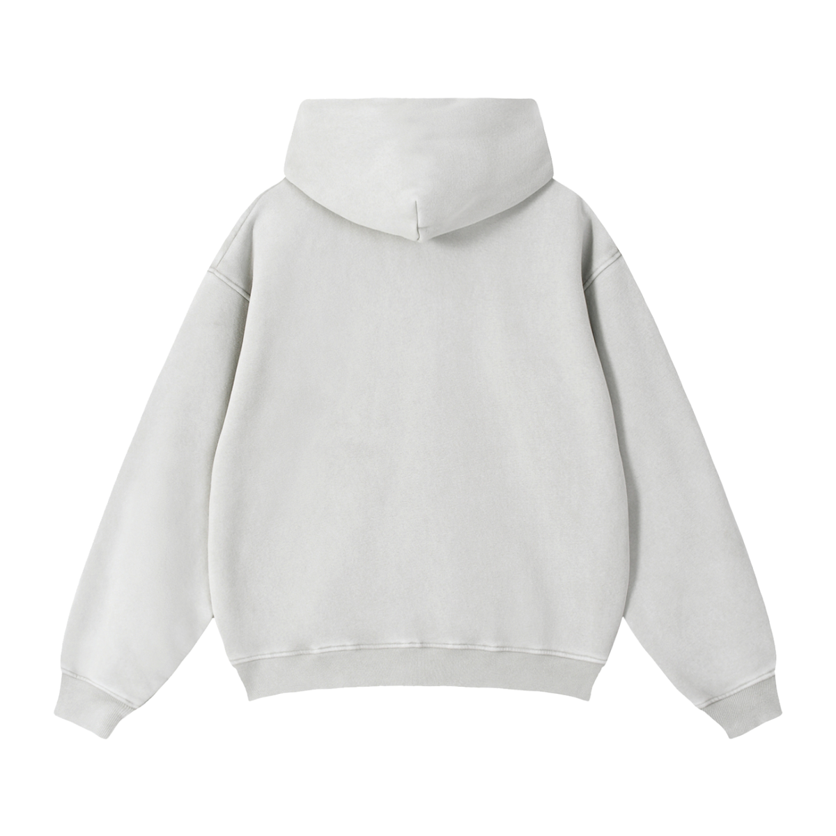 Unisex Zip-Through Boxy Fleece Hoodie in light gray, alternate angle