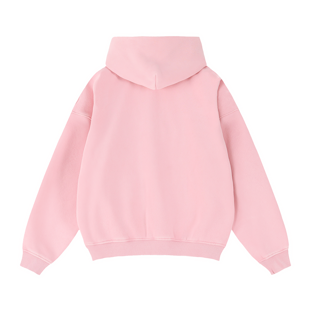 Unisex Zip-Through Boxy Fleece Hoodie in pink, alternate angle