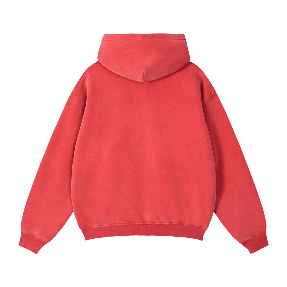 Unisex Zip-Through Boxy Fleece Hoodie in red, alternate angle