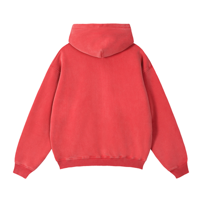 Unisex Zip-Through Boxy Fleece Hoodie in red, alternate angle