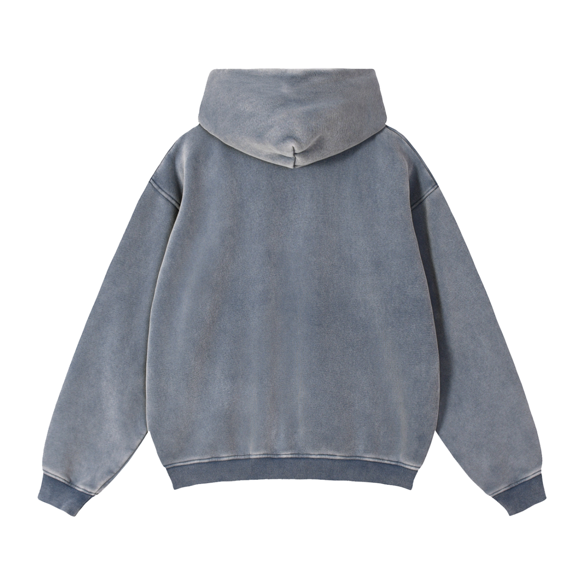 Unisex Zip-Through Boxy Fleece Hoodie in royal blue, alternate angle
