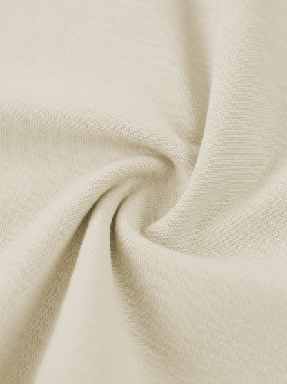 Close-up of the soft twisted 100 percent cotton knit fabric used for the boxy vintage wash t-shirt