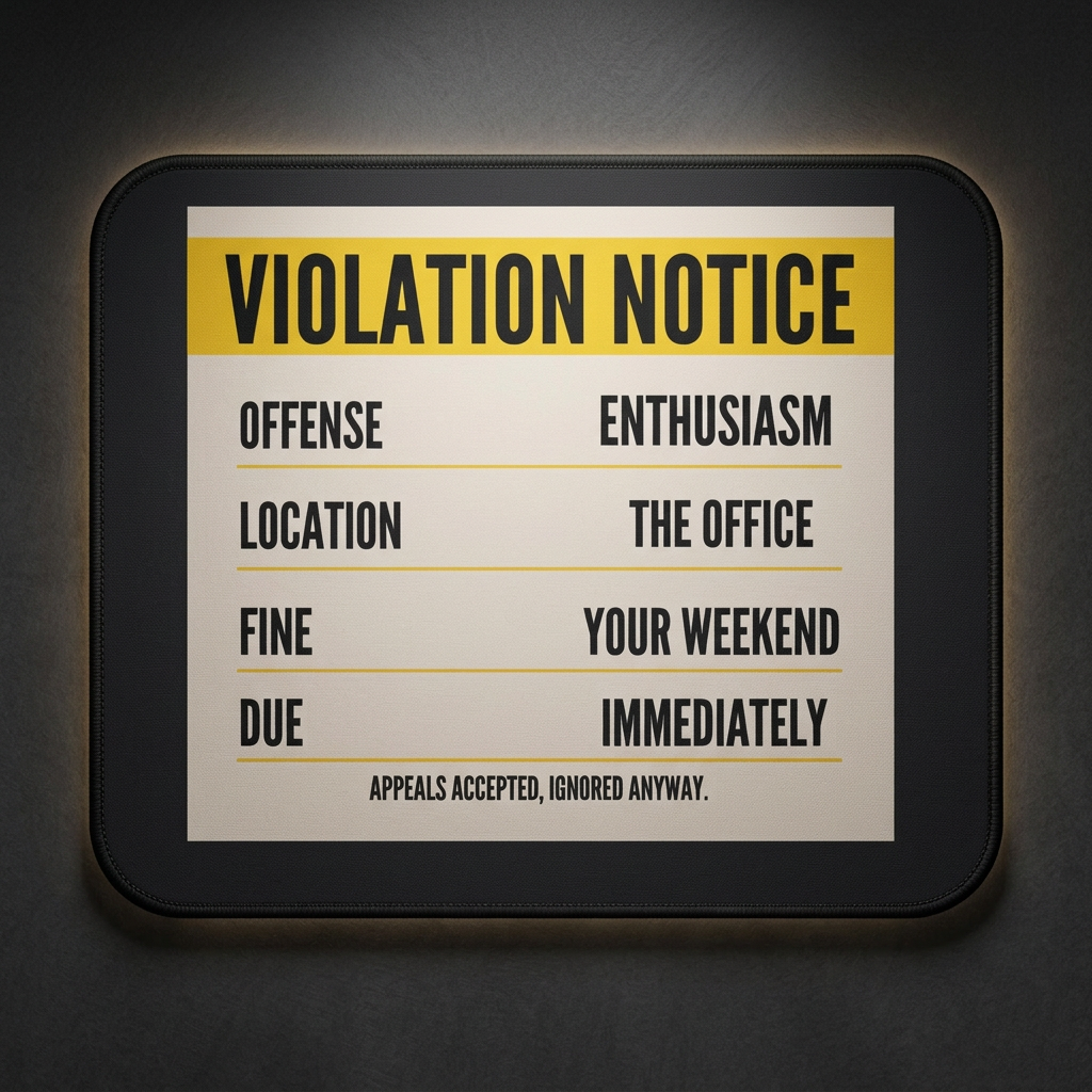 Funny Violation Notice Mouse Pad – Sarcastic Office Desk Decor