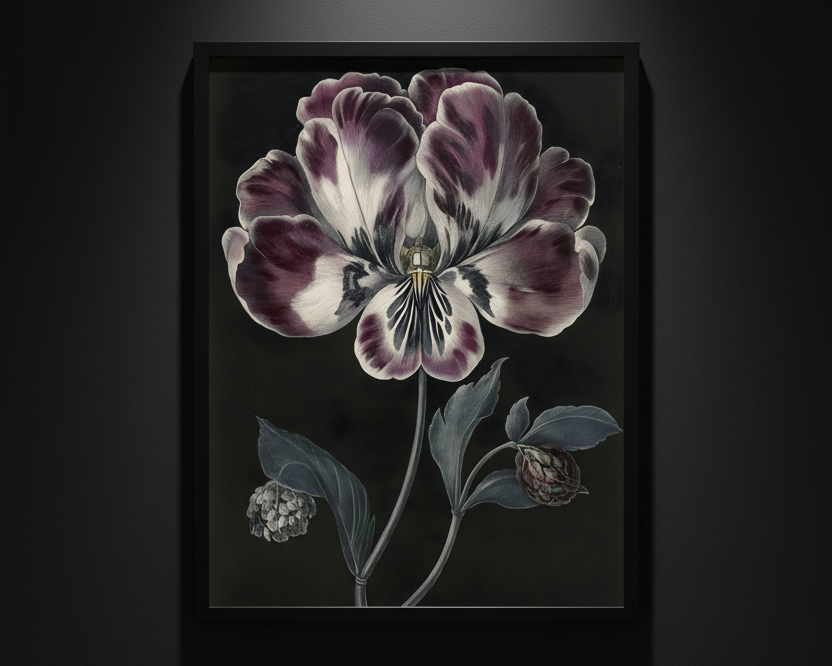 Violet Bloom in Darkness, art print