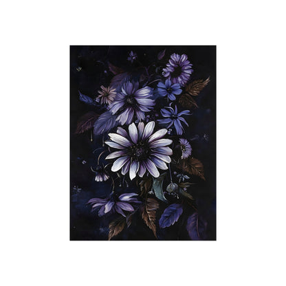 Violet Daisies at Midnight, art print, view 2