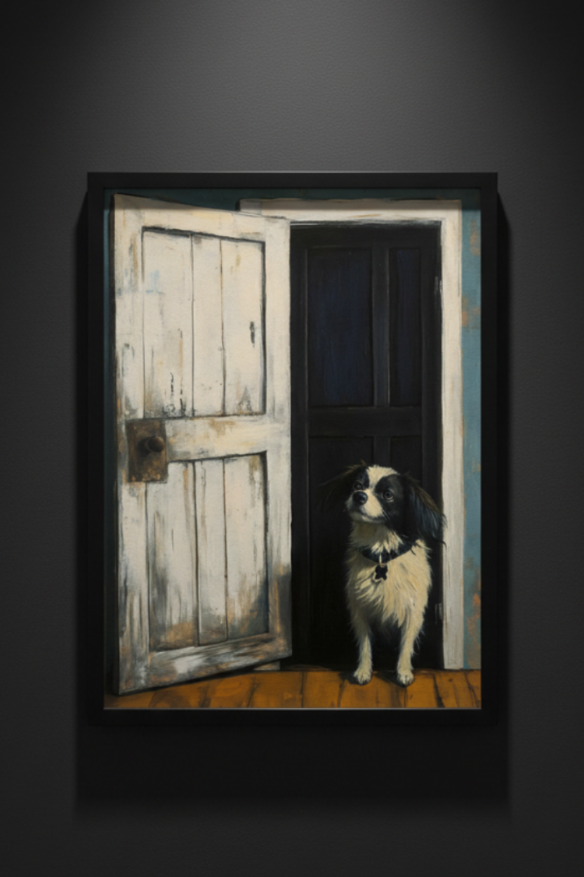 Waiting at the Open Door, art print