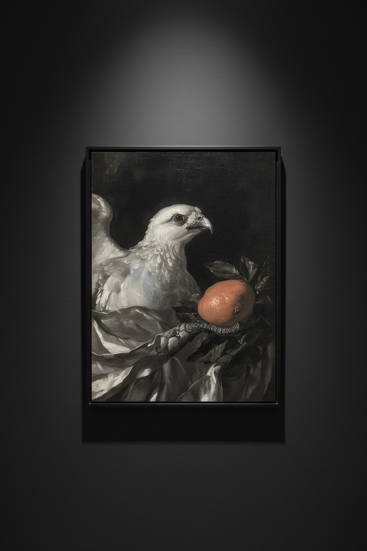 White Bird with Peach, art print