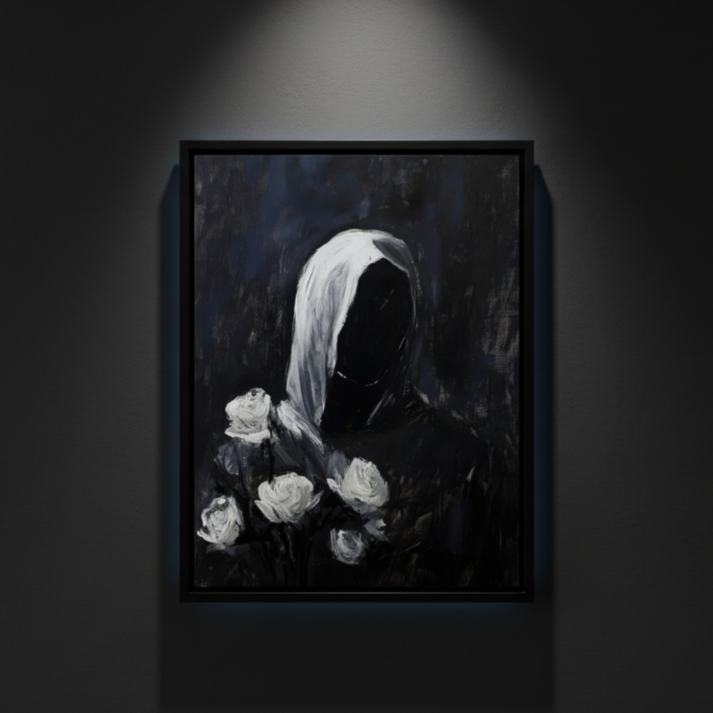White Roses Beneath the Veil, art print