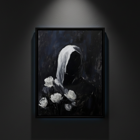 White Roses Beneath the Veil, art print
