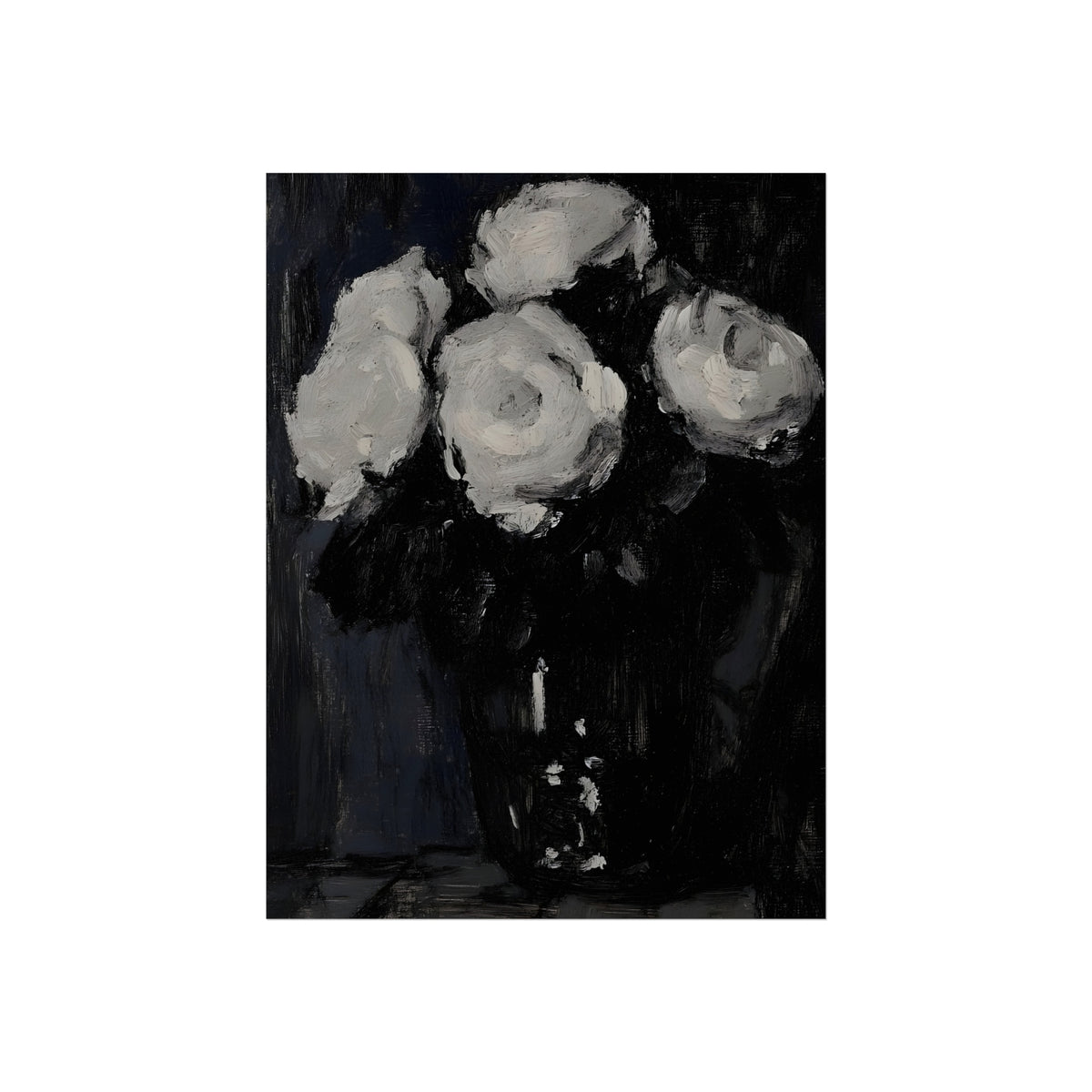 White Roses in the Dark Vase, art print, view 2