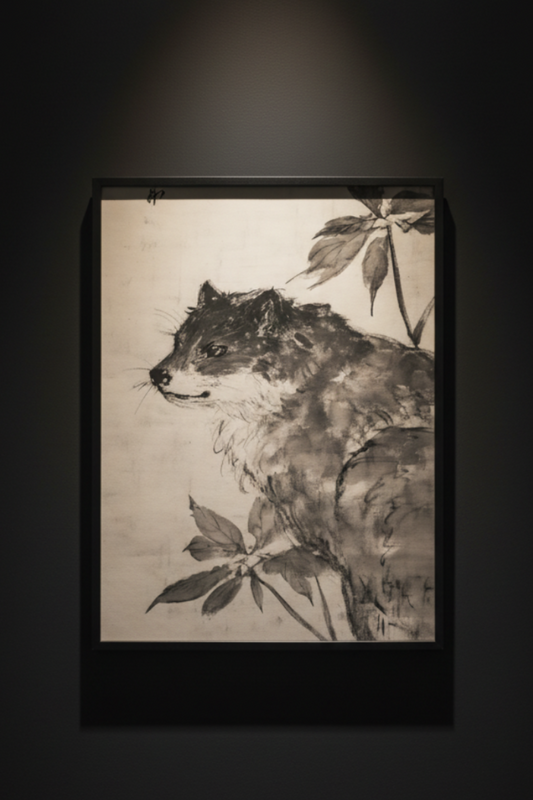 Wild Canid Among Leaves, art print