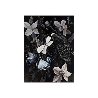 Wing and Bloom bird butterfly and flowers fine art poster